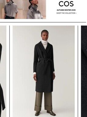 NWOT COS Belted Wrap Wool Coat Sz 4 Us